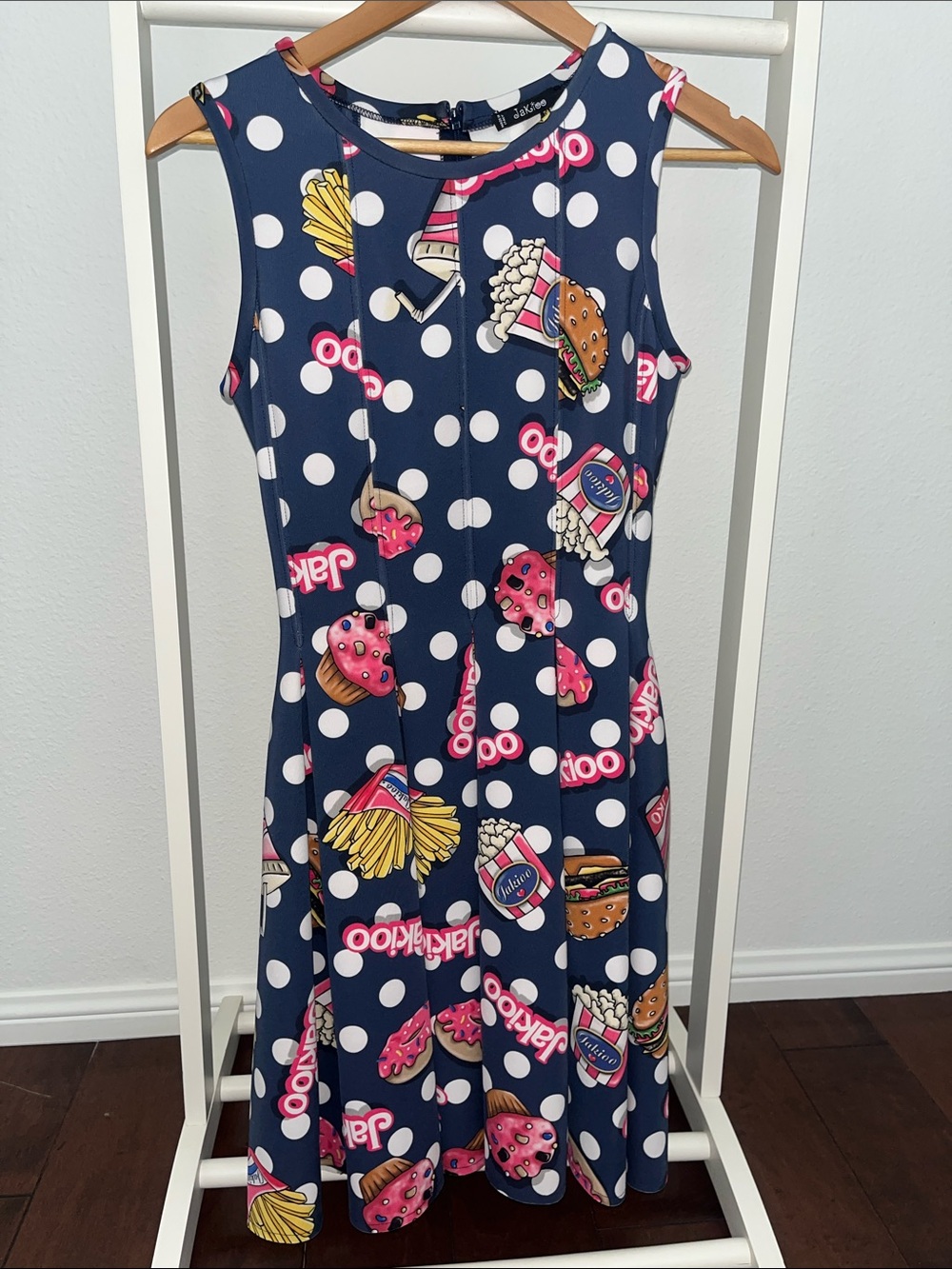 MonnaLisa Navy Blue Polka Dot Snack-Print Dress